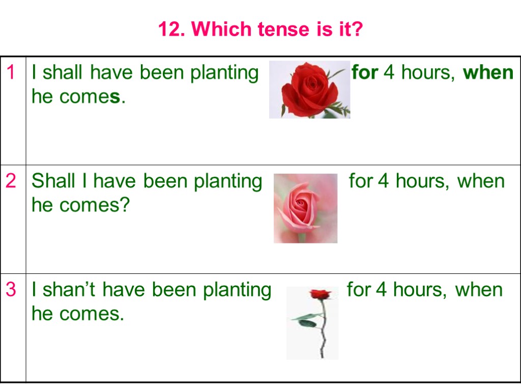 12. Which tense is it?